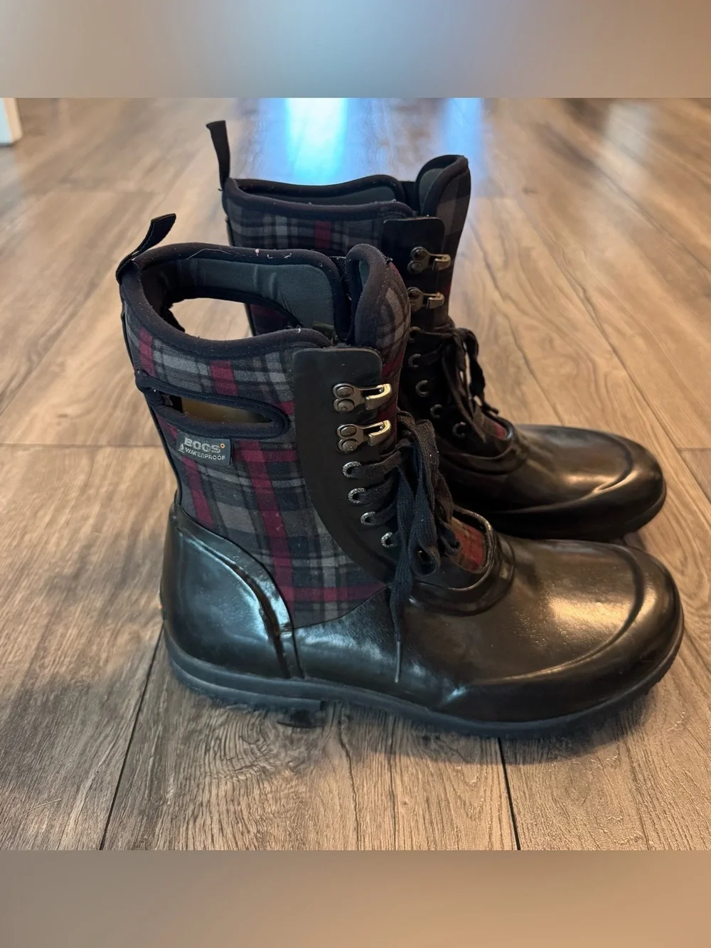 BOGS Waterproof Plaid Lace-Up Rain Boots EU 41 Women’s 10